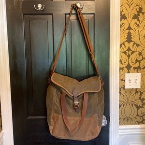 J Crew Waxed Bag with Leather Straps
